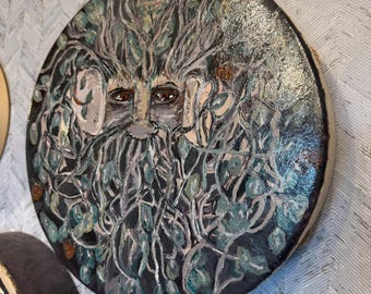 14" handgeschilderde remo-framedrum - groene man
