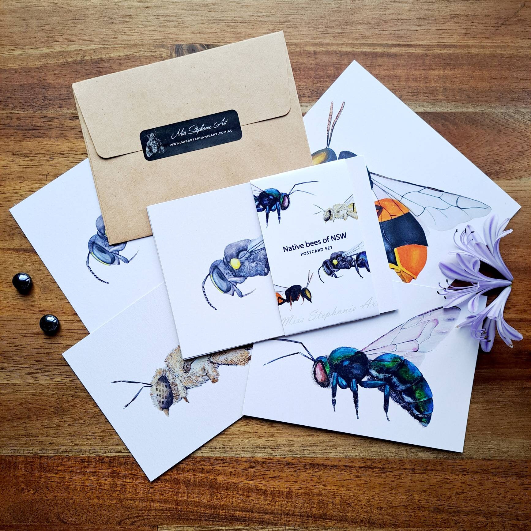 Nsw Bee Postcard | 4 Pack | Mini Prints | Australian Wildlife ...