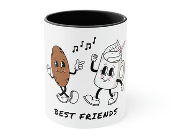 Best Friends Two Tone Accent Coffee Mug, 11oz, Best Friends Mug Cup, Ceramic Drinkware