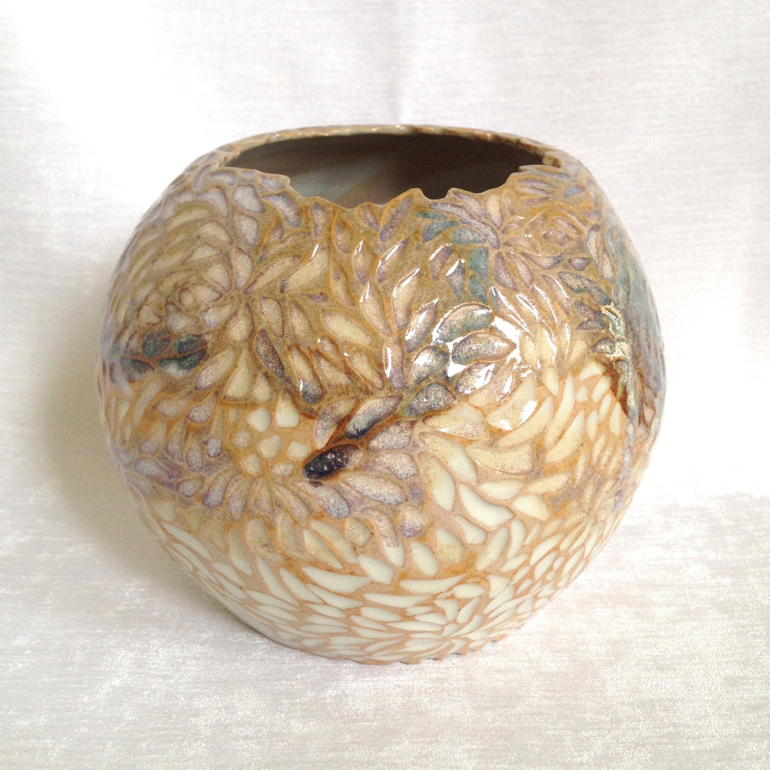 Planter III Carved Glazed & Unglazed Wheel Thrown Ceramic | Etsy A Glazed Or Unglazed Fired Clay