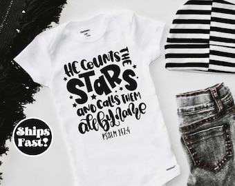 He Counts the Stars Baby Onesie®: Christian Newborn Gift