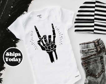 Rock and Roll Skeleton Hand Baby Onesie® - Gerber® Brand