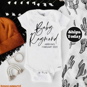 Pregnancy Announcement Baby Onesie®: Custom Name & Due Date