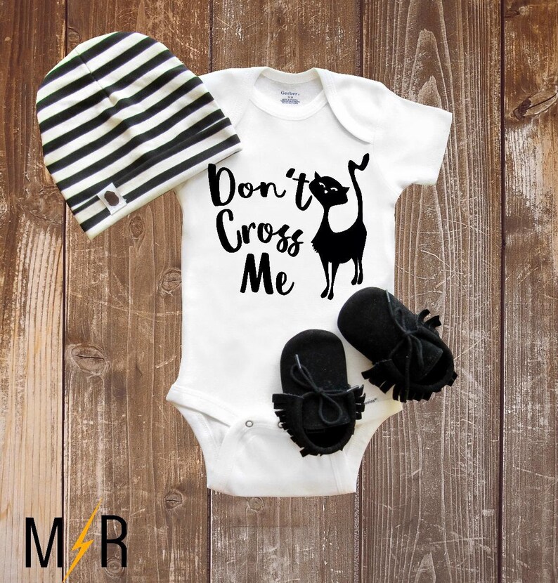 Baby Onesie® Cat Onesie® Don't cross me Black cat Etsy