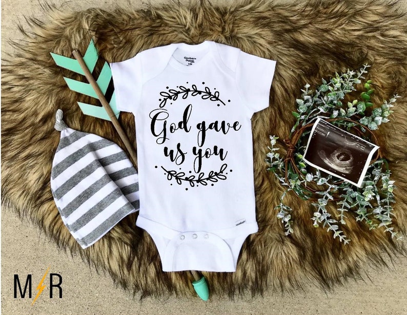 Adoption God gave us you New baby Baby Onesie\u00ae IVF Baby Shower Gift Pregnancy Announcement Onesie\u00ae Newborn Onesie\u00ae Baby Boy Baby Girl