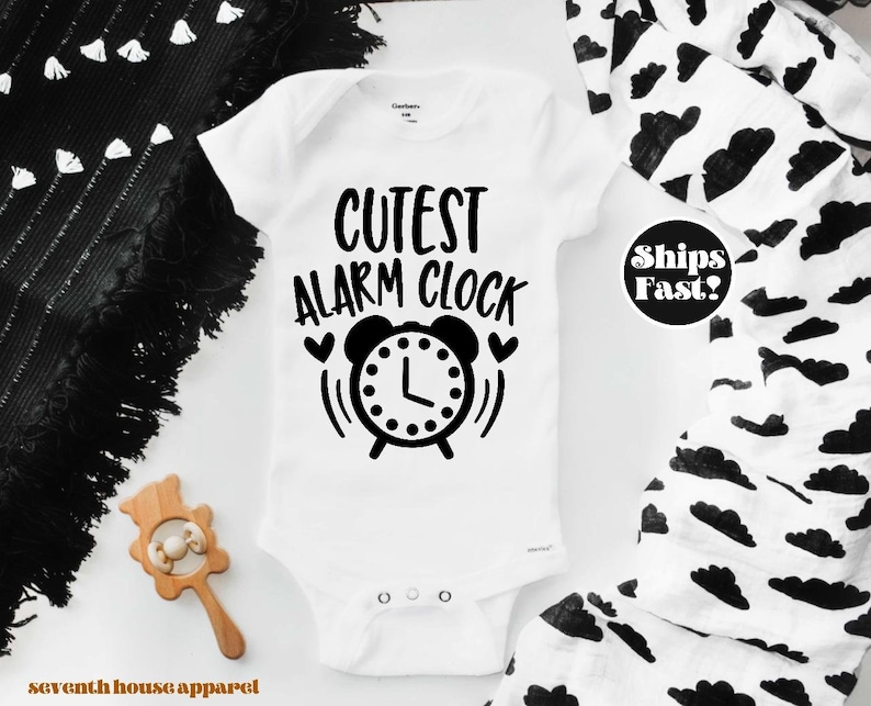 Cutest Alarm Clock Baby Onesie Cute Onesie® New Baby Etsy