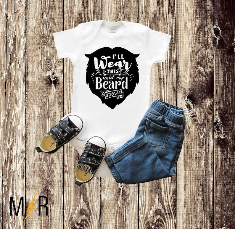 Funny Onesie\u00ae Newborn Baby Onesie\u00ae I/'ll wear this until my beard grows Baby Shower gift Bearded Dad baby girl baby boy Custom onesie\u00ae