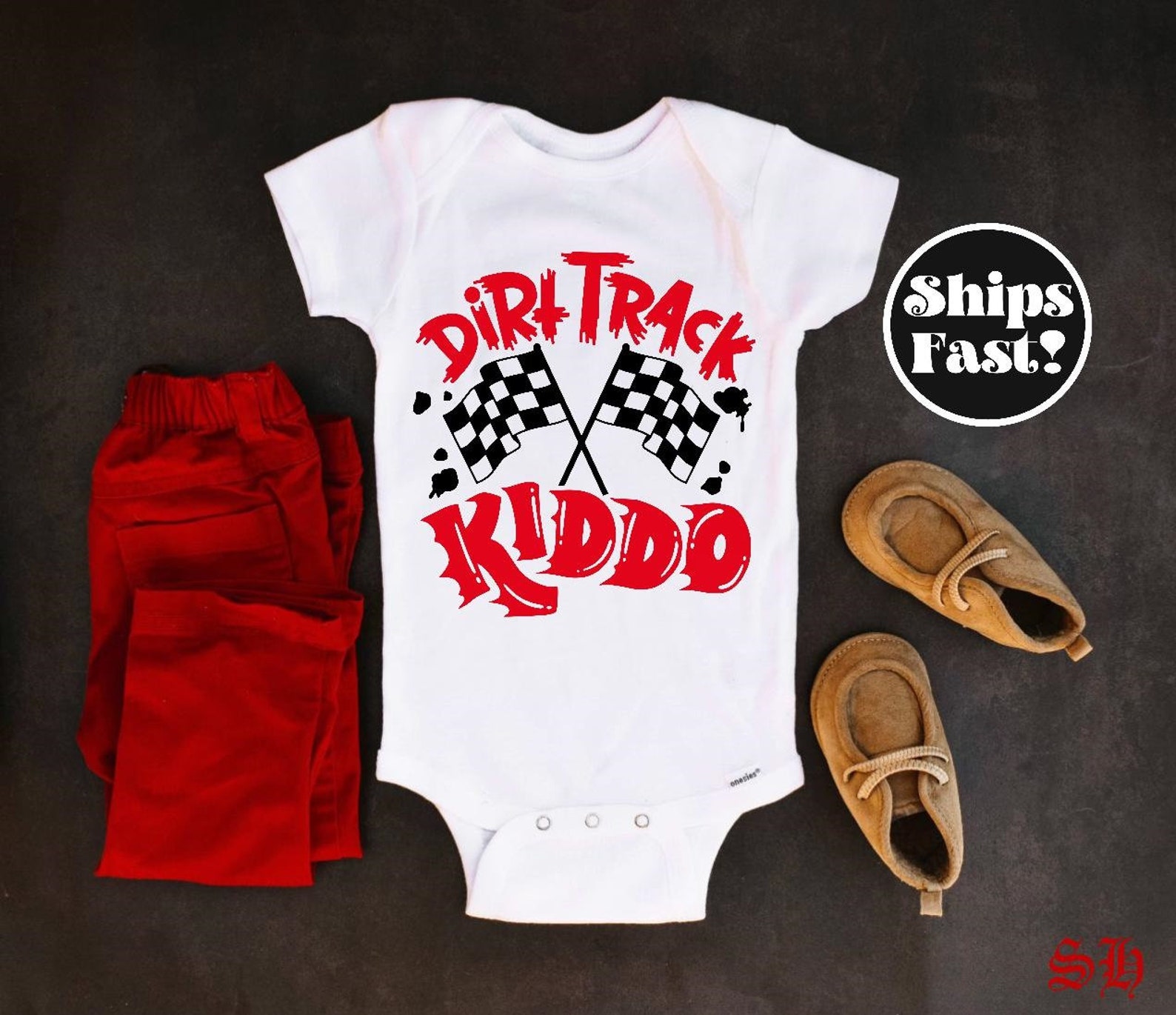 Dirt Track Kiddo Racing Onesie Baby Onesie Baby Shower Etsy