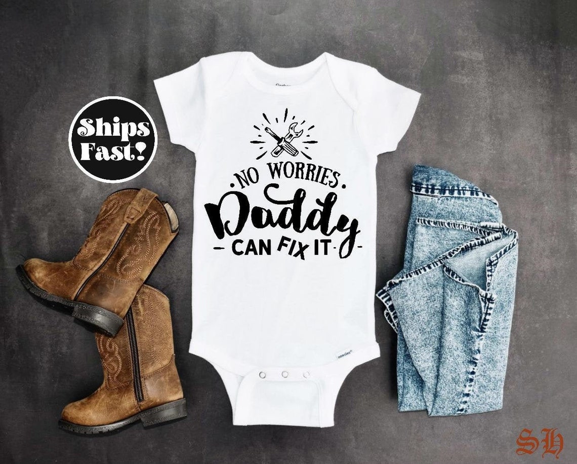 Mechanic Onesie Baby Onesie Daddy can fix it New Dad Gift Etsy