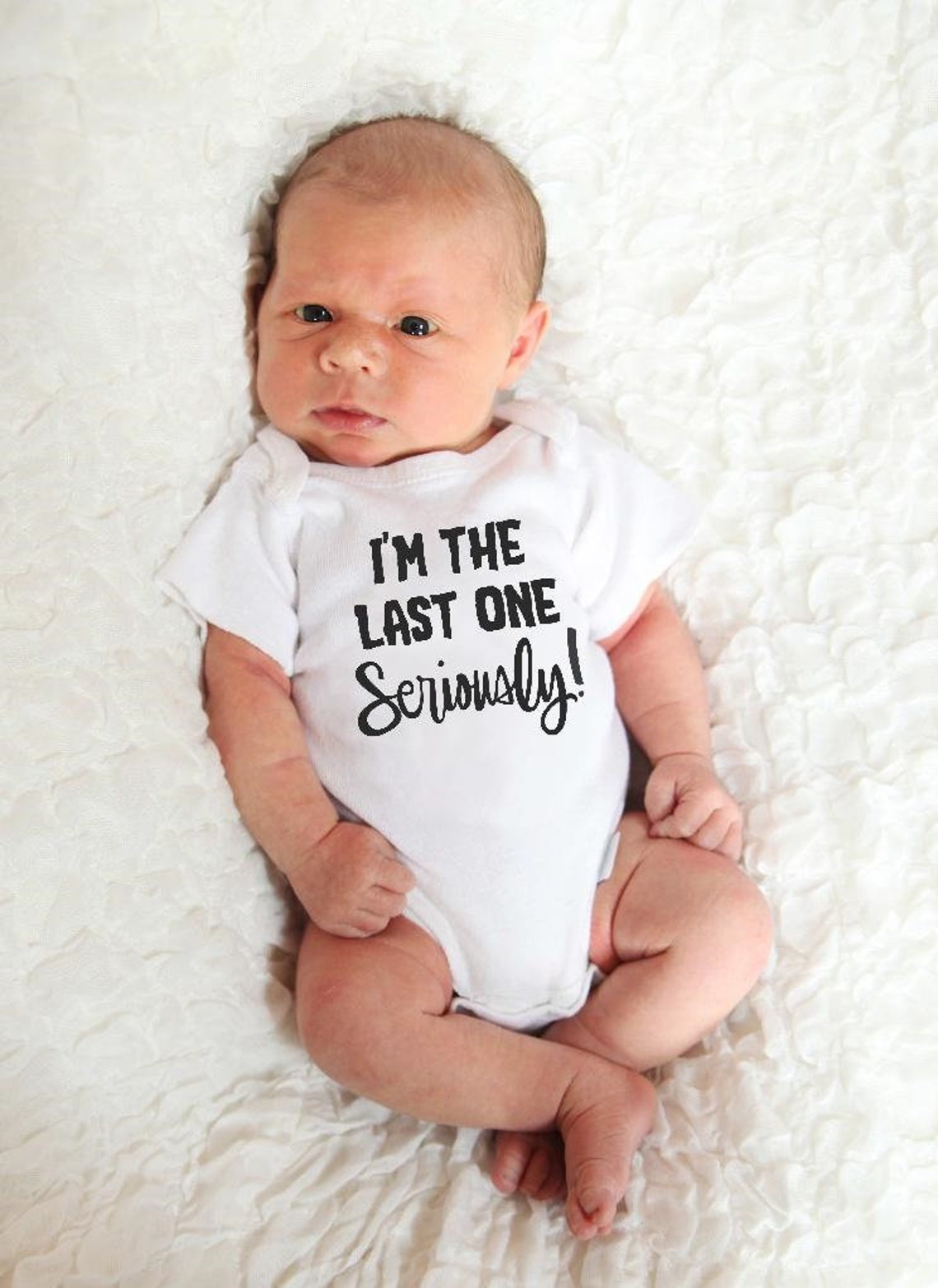 Baby Announcement Onesie I'm the last one seriously Etsy