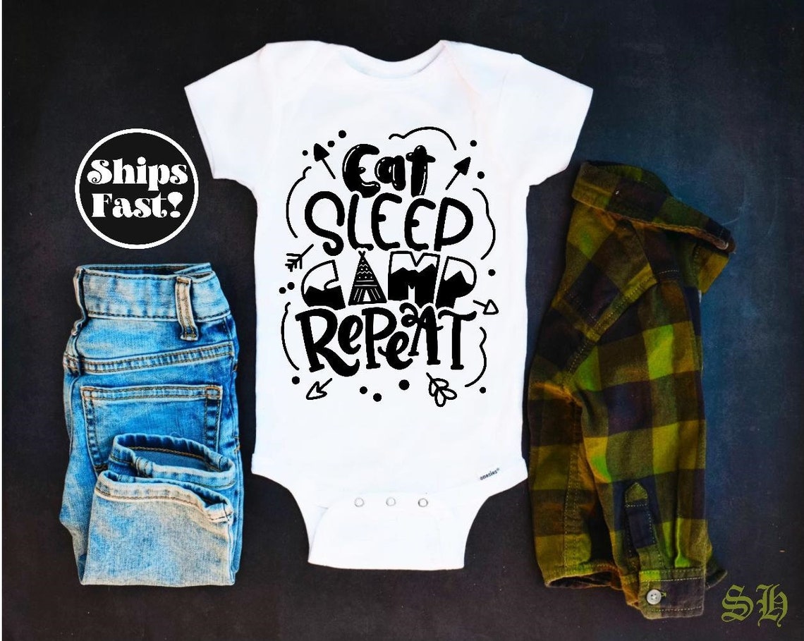 Eat Sleep Camp Baby Onesie® Outdoors Mountains New baby Etsy