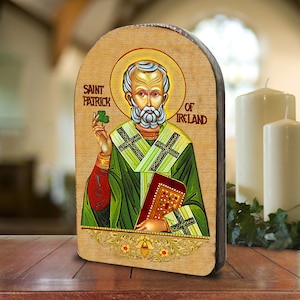Saint Patrick Gold-Plated Arch Icon - Museum Icons Collection Religious, handcrafted, Irish inspiration art- gift for Irish - 86060
