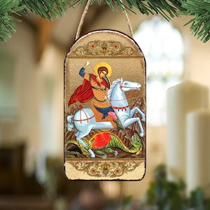 St. George Orthodox Icon - Museum-Quality Handcrafted Wooden Wall Plaque - Inspirational Religious Decor - Christian Gift