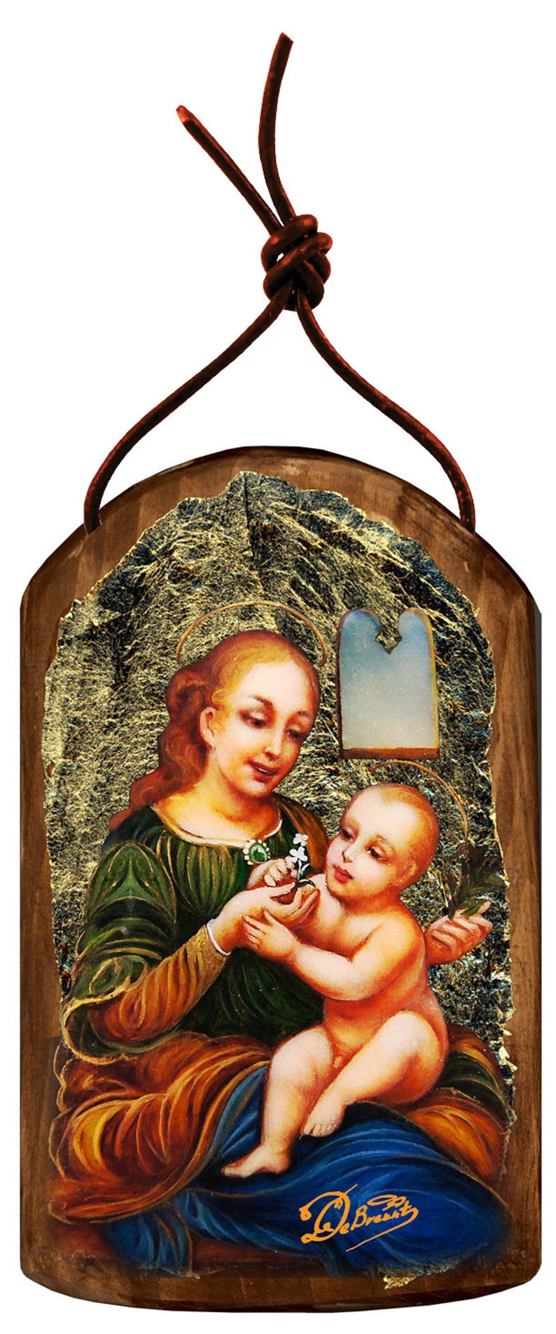Orthodox Icon Madonna with Child 4.75h Museum Icon image 0