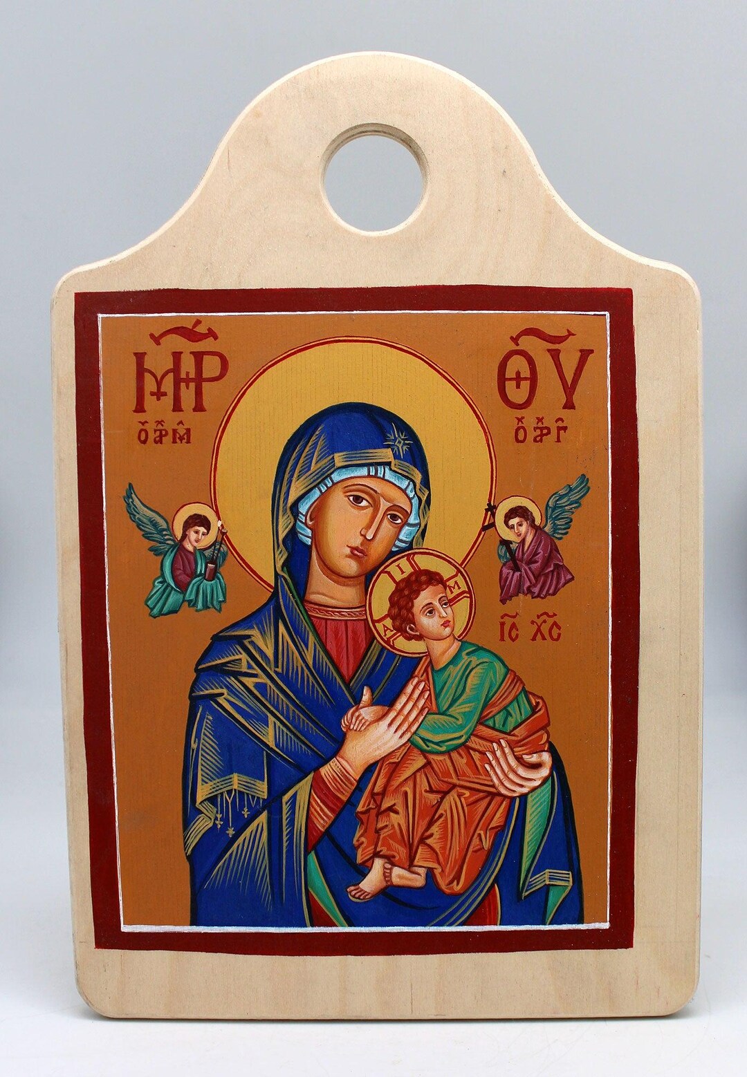 Handpainted Virgin Mary Orthodox Icon on Wood - G. Debrekht - Etsy