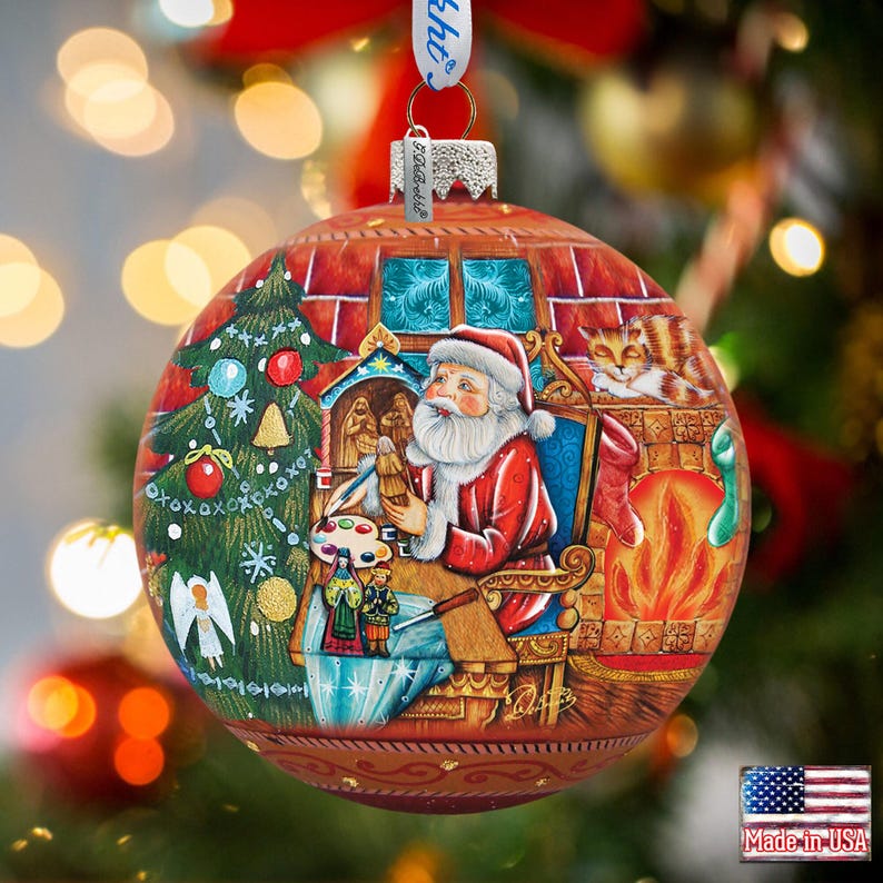 G. DeBrekht Nativity Workshop Glass Ornament
