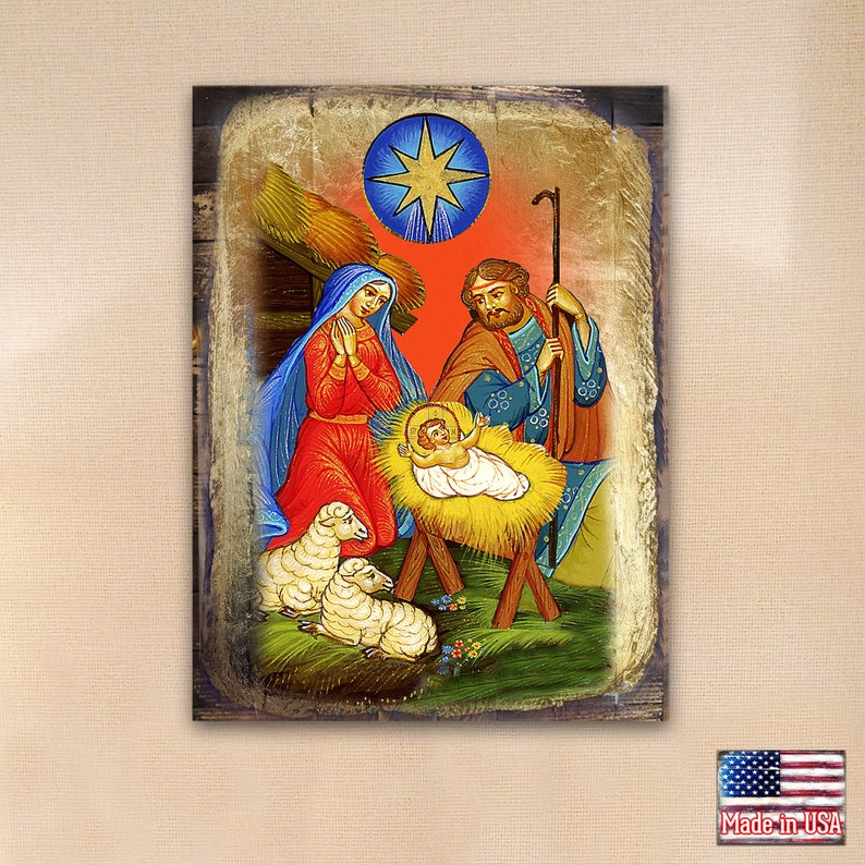 The Holy Family Nativity Christian Art Religious Wall Etsy