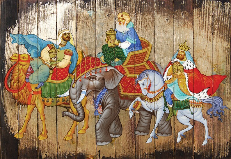 Three Kings Iconic Art Christian Art Religious Wall Art Etsy