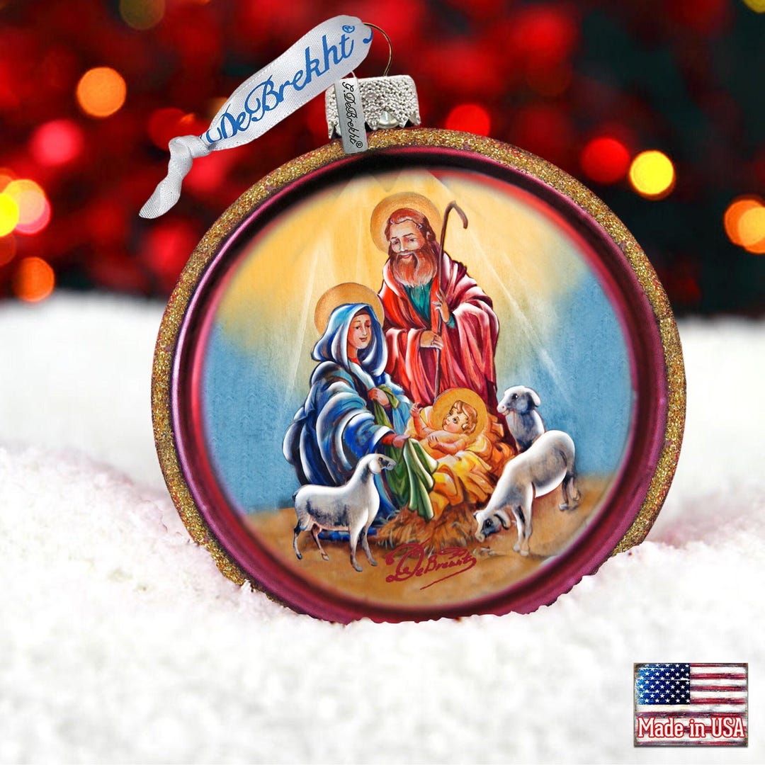 Nativity Cut Ball Glass Ornament - Christmas Nativity Art Ornament by G ...