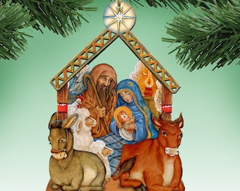 Religious Christmas Holiday Wood Decor - Nativity Ornament - Wooden Holiday Tree Decoration - Keepsake Christmas Gift 8114030