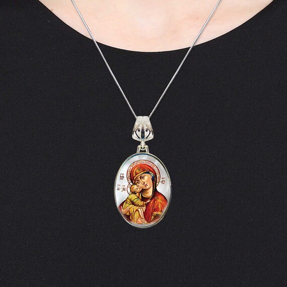 Handcrafted Jewelry - Virgin Mary Necklace - Icon Jewelry