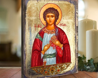 Saint Stephen Wall Art - Religious Wall Decor - Reclaimed Wood Gold-Plated - Religious Gift - Inspirational Home Decor - 85056 USA-made