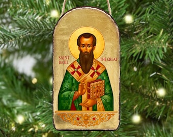 Saint. Basil Orthodox Icon - Museum-Quality Handcrafted Wooden Wall Plaque - Inspirational Religious Decor - Christian Gift-87053