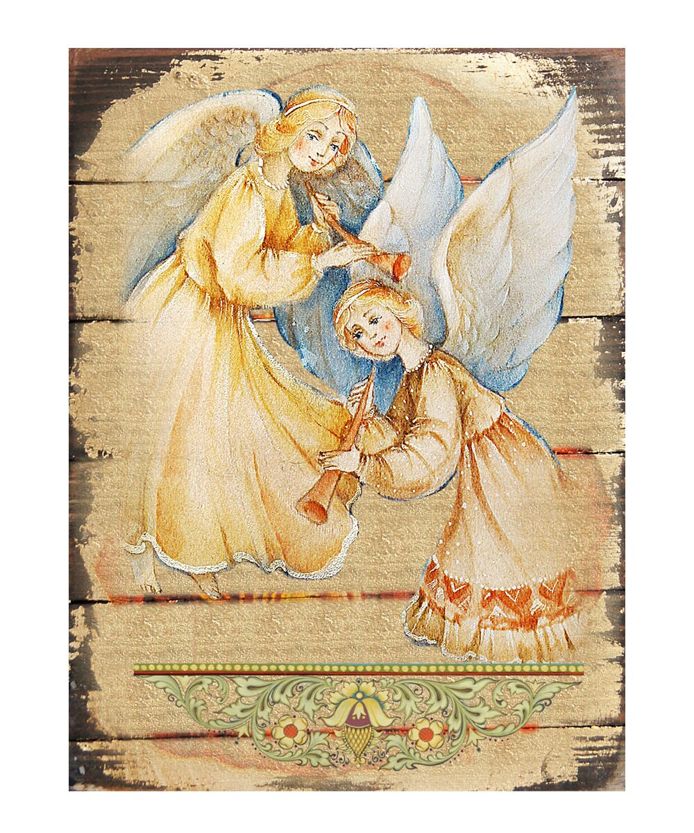 Angels Wall Art Angels Watching Over You Wall Art Reclaimed Wood Gold Plated Godmother Gift