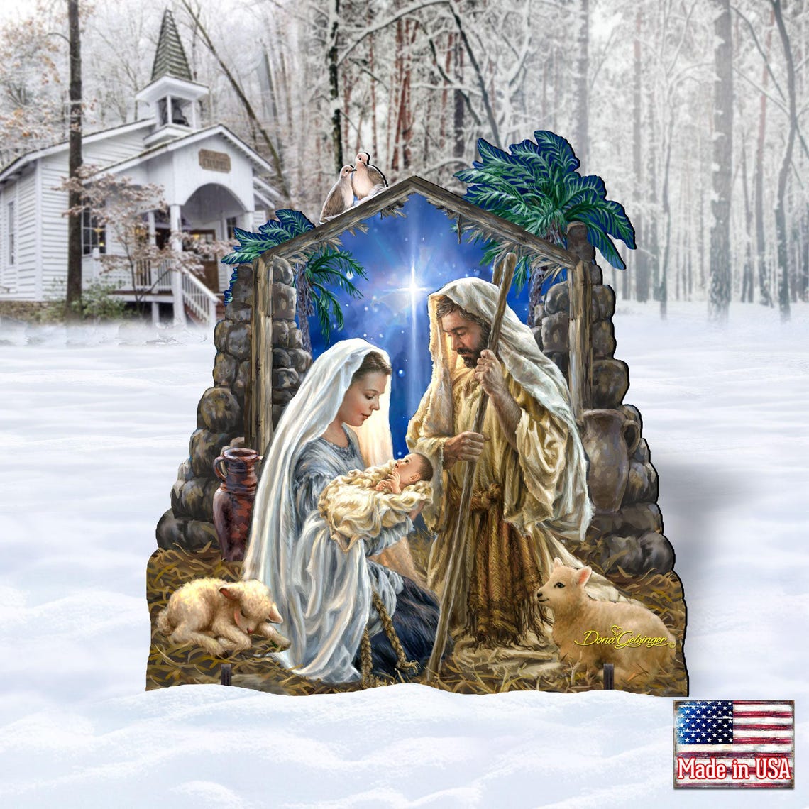 OUTDOOR Nativity Scene - Glory to God Decor Art by Dona Gelsinger - Religious Yard Decor - 8461010F-1722 - Yard and Porch Wooden Decor