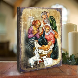 Nativity Scene - The Holy Family Art - Nativity Christian Art - Religious Wall Art - Religious Home Decor - Handcrafted - 85020 - USA-made