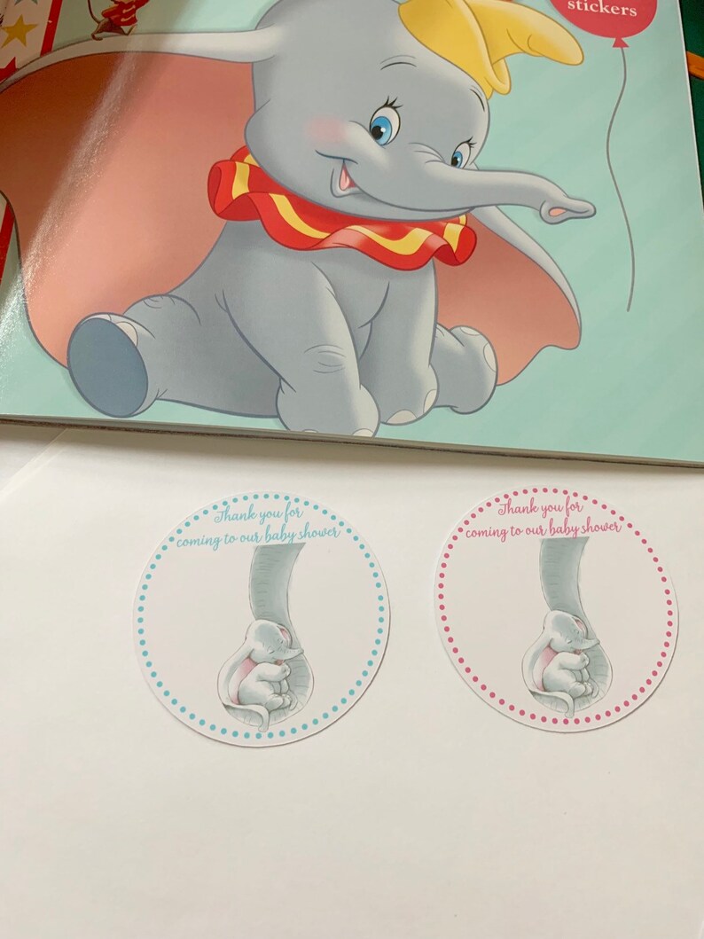 Dumbo Baby Shower Of Mine Stickers Birthday Personalized Party Set 12