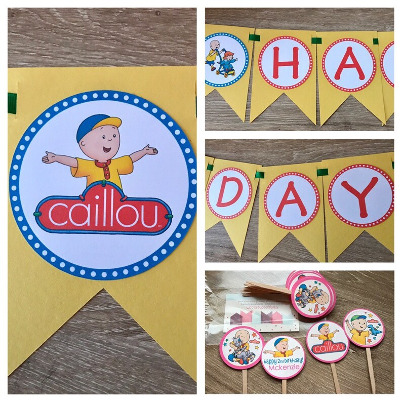Caillou Happy Birthday Banner Birthday Party Decoration Etsy