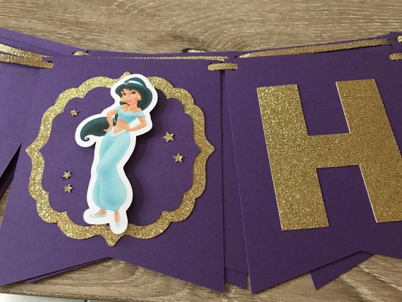 Princess Jasmine Happy Birthday Banner Birthday Party Etsy