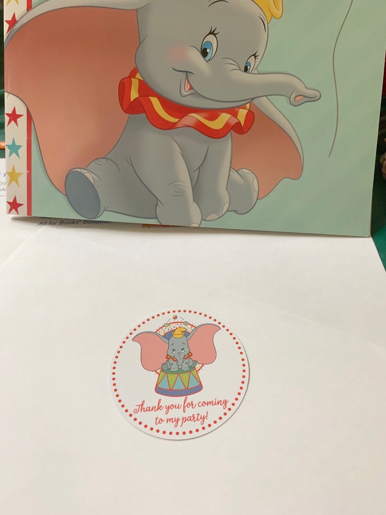 Dumbo Circus Theme Stickers Baby Shower Personalized Birthday Party
