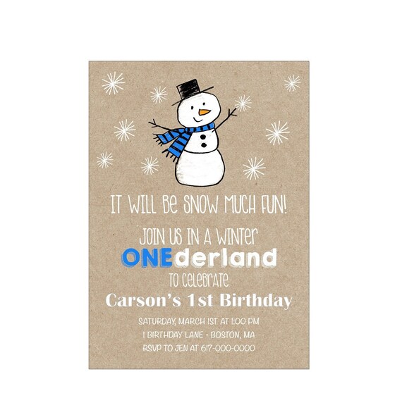 Winter Onederland Birthday Invitation Boy, Snowman 1st Birthday Invitation, Winter Birthday Invitation 451 Printable Invitation Il_570xn