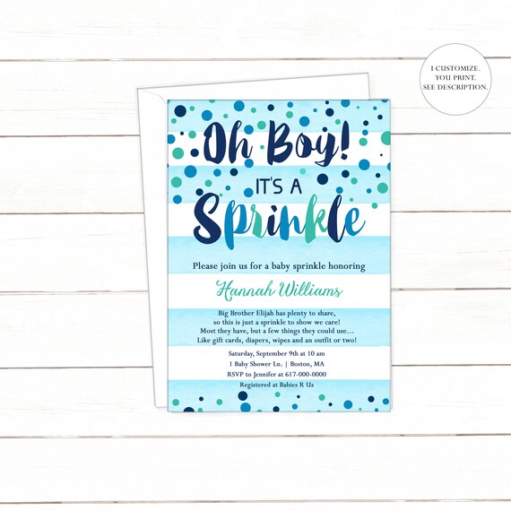 baby boy sprinkle invitations