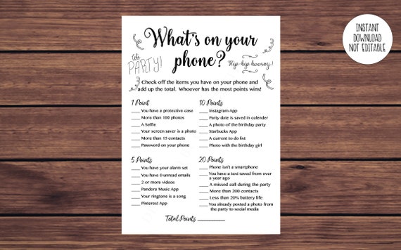 Birthday What's in Your Phone Game Girl, Whats in Your Phone Women's Birthday Game, Adult Birthday Instant Download Printable 104 Il_570xn