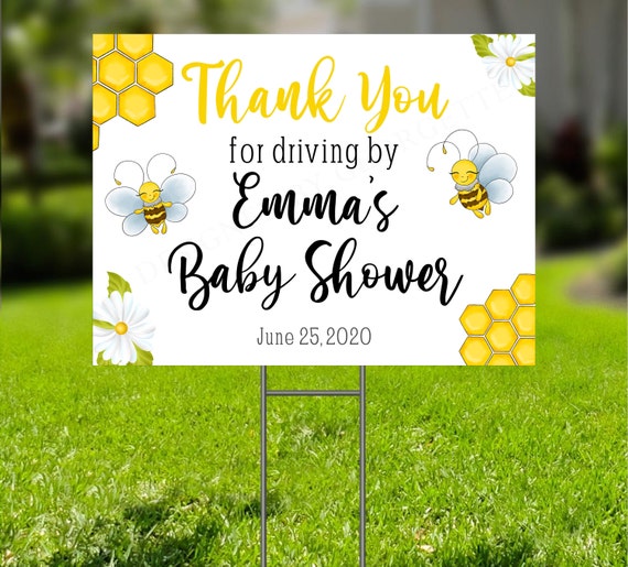 Honey Bee Drive Through Baby Shower Yard Sign, Baby Bee Baby Shower Parade Bridal Shower Thank You Sign, Girl Baby Shower Printable Il_570xn