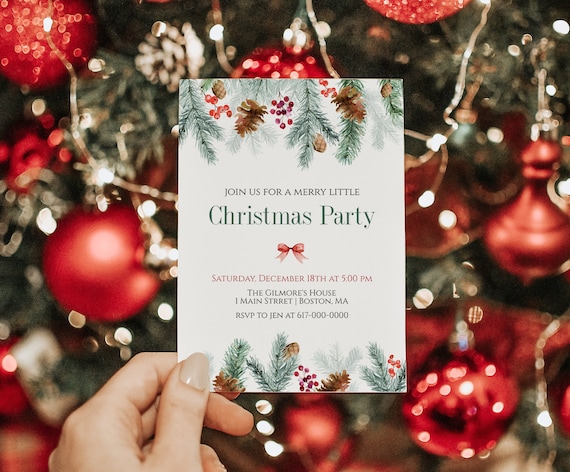 Christmas Party Invitation, Holiday Party Invitation, Cocktail Party Invitation, Instant 