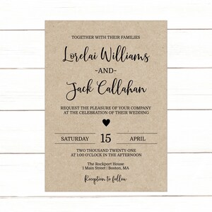 Editable Kraft Wedding Invitation Set Rustic Wedding Invitation 505 Instant Download image 2