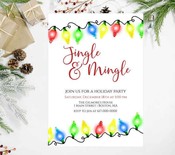 Christmas Invitation, Holiday Party Invitation, Jingle and Mingle ...