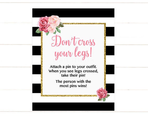 Don T Cross Your Legs Baby Shower Game Rose Black And White Don T Cross Your Legs Baby Shower Game Rose Black And White