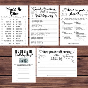 Adult Birthday Game Bundle for him, Whats in Your Phone, Twenty Questions, Favorite Memory, Kraft Birthday Games, Instant 124 Printable