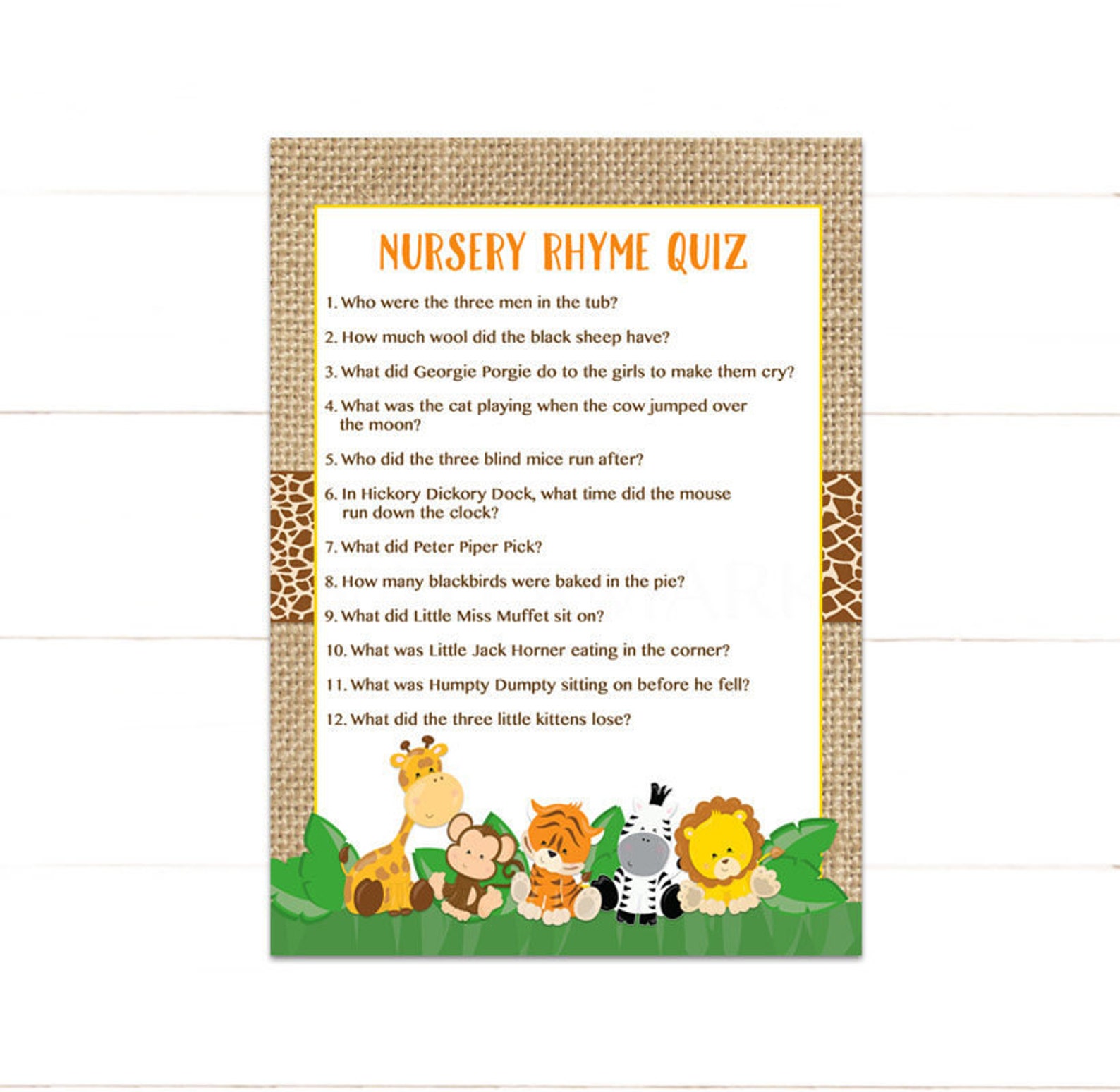 safari quiz kinder