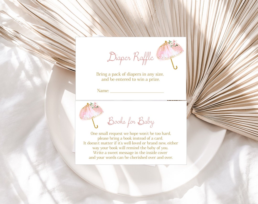 Umbrella Raffle Pink Umbrella Diaper Raffle and Books for Baby Set Boy Girl Baby Shower ...