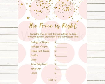 Pink and Gold Price is Right Baby Shower Game The Price is Right Baby Shower Game Instant Download   203 Printable