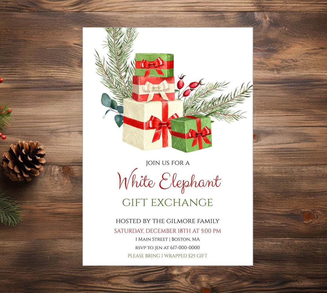 Christmas Gift Exchange Invitation Holiday Party Invitation Etsy