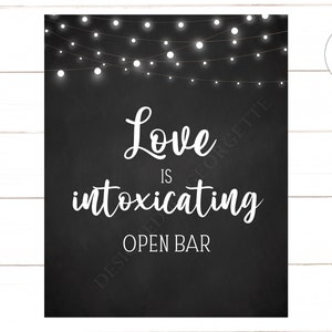 Love is Intoxicating Sign Lights Open Bar Bridal Shower Wedding Sign ...
