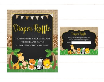 Safari Baby Shower Diaper Raffle Tickets Jungle Baby Shower Diaper Raffle Insert Card Instant Download   502 Printable