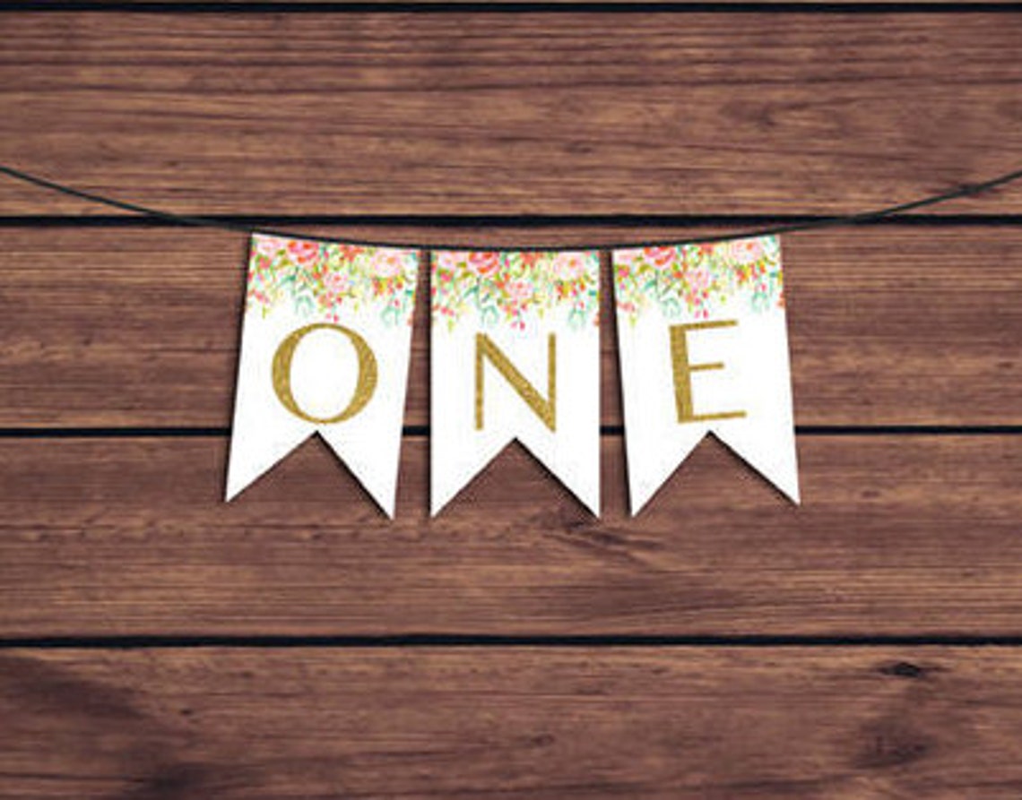 ONE Birthday Banner One Bunting Floral 1st Birthday Banner - Etsy